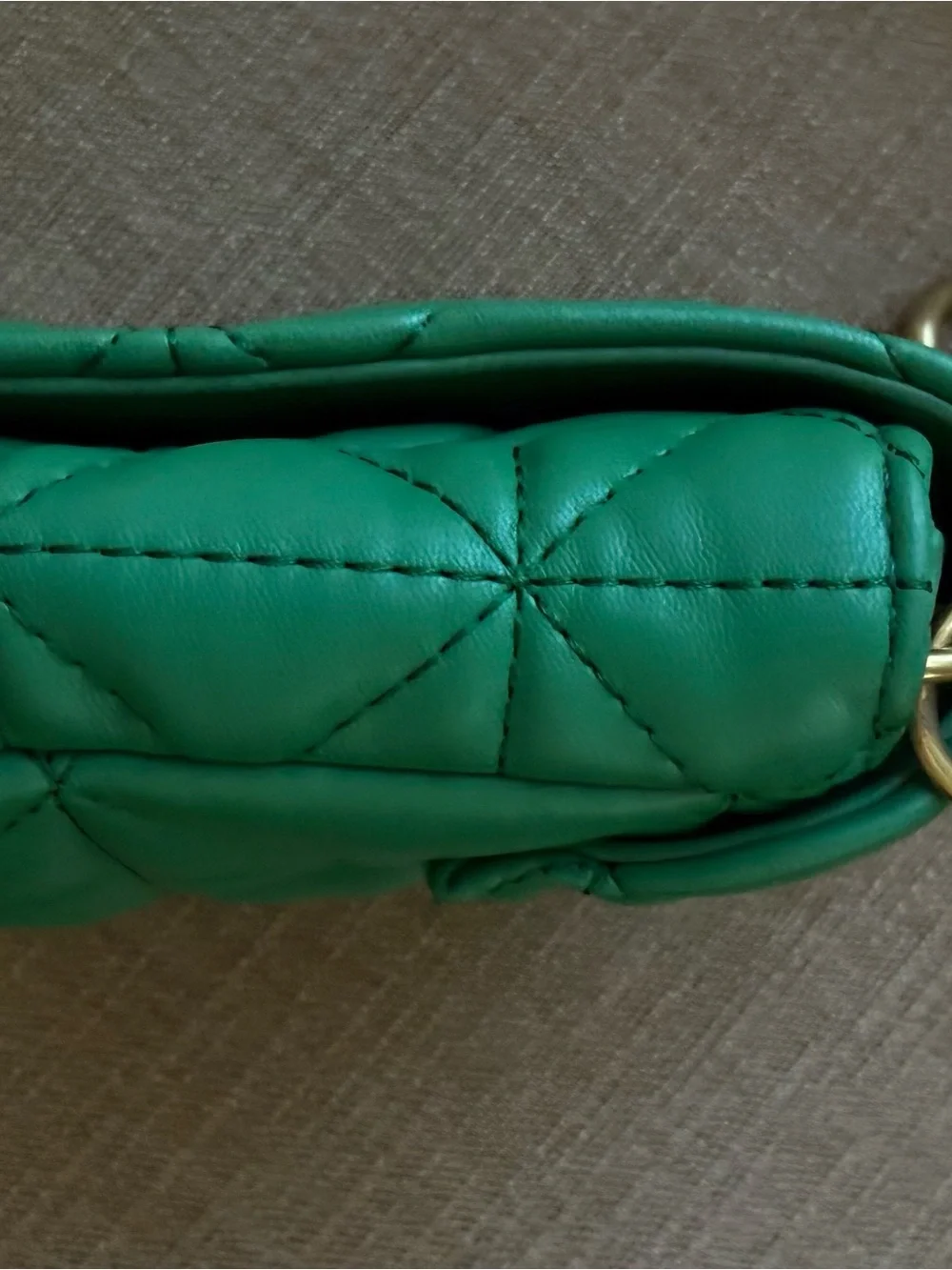 Zara Green quilted and gold metal handbag